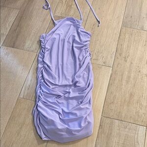 Lavender Ruched Halter Dress